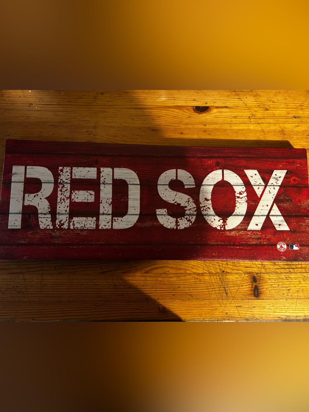 NFL Red and White 'RED SOX' Distressed Wood Sign